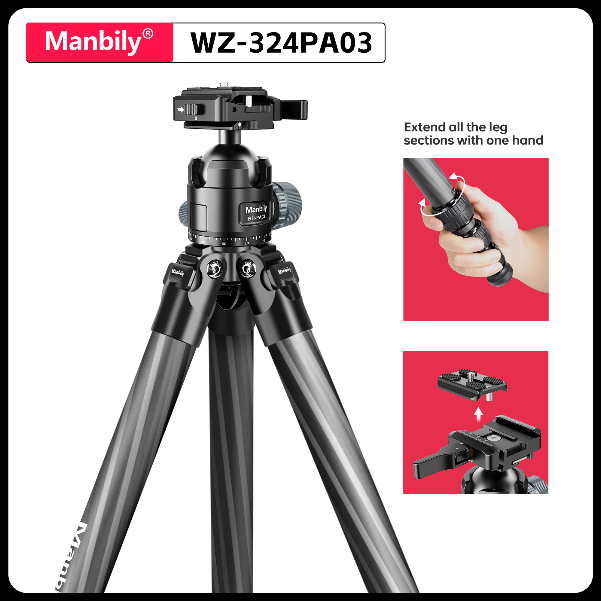 Hunting Outdoor Camera - Manbily 158CM Ağır Hizmet Tipi Karbon