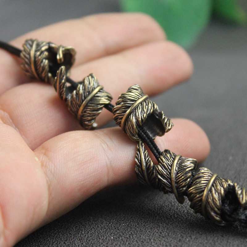 Paracord Survival Bracelet - Plume pirinç bıçak boncuk EDC açık