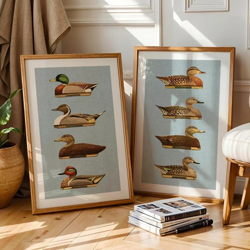 Outdoor Hunting Paintings - Retro Ördek Baskılar Açık Havada Sanat