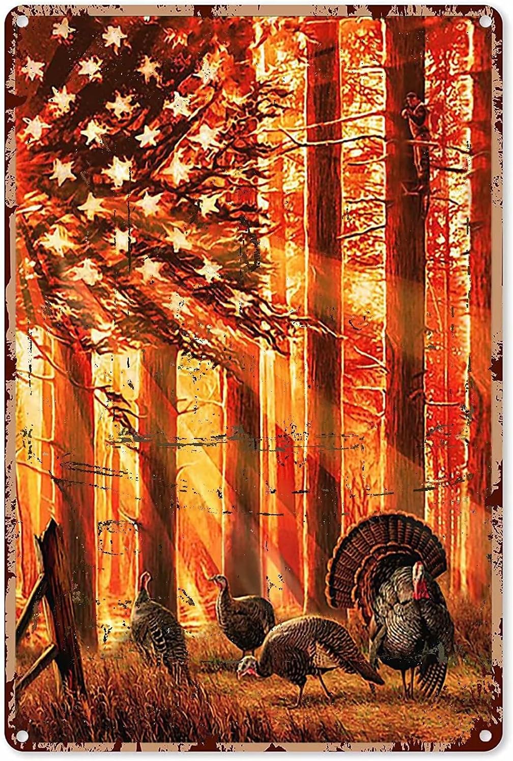 Outdoor Hunting Paintings - Avcılık Metal Tabela, Ormandaki Av, Ev